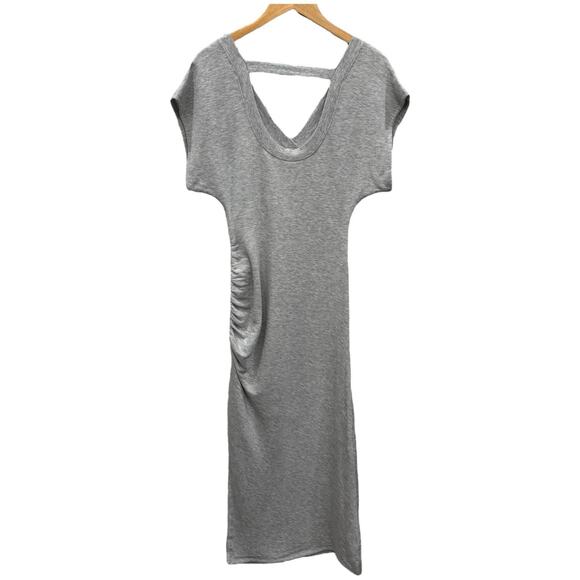 Daily Practice Anthropologie V-Neck Midi Dress Size Small Ruched Soft Stretch - Picture 6 of 9